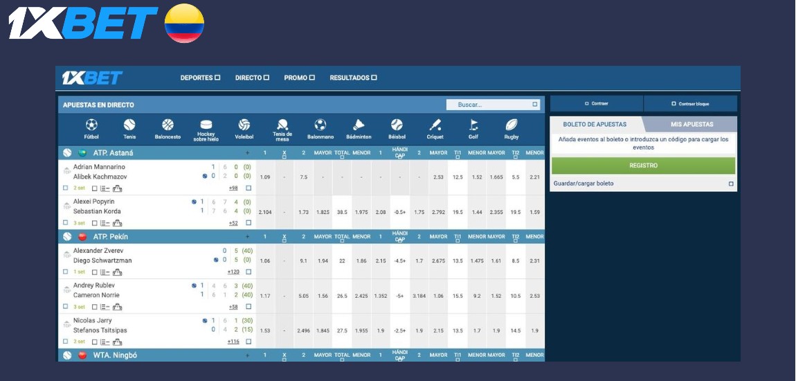 Opciones de Apuestas en 1XBET Colombia